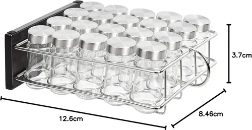 Miniatura 6 de Amazon Basics Estante organizador de especias de 20 frascos, color plateado