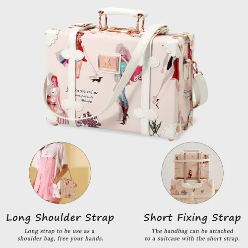 Miniatura 4 de Unitravel Juego de equipaje vintage de 2 piezas aprobado por la TSA para mujer bonita maleta con bolso Fashion girl