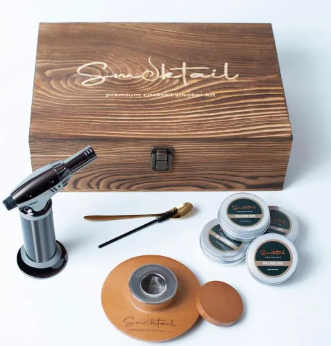 Kit de Ahumador de Cóctel Caja Vintage de Smoktail - Set de Ahumador de Bourbon para Cócteles al Estilo Antiguo y Whisky, Kit de Infusor para