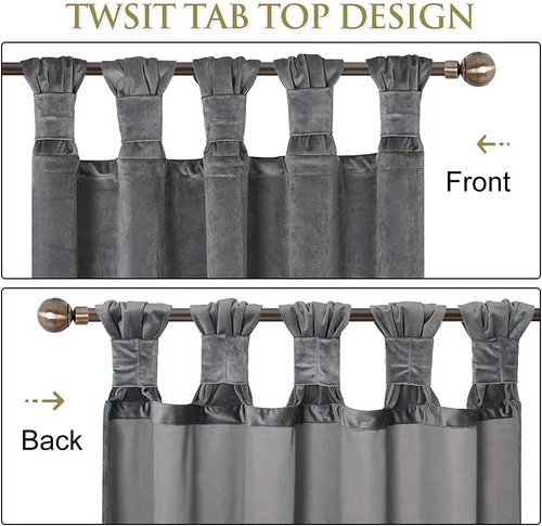 Miniatura 2 de StangH Cortinas de terciopelo gris de 84 pulgadas – Cortinas opacas con diseño de pestaña giratoria para decoración de ventana de sala