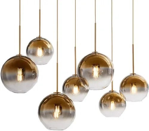 Miniatura 6 de Lámpara colgante de vidrio de color gradiente, lámpara colgante moderna de vidrio (Oro, 20 cm)