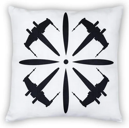 Seven20 Star Wars - Almohada blanca | Diseño de racimo de caza X-Wing negro | Tela resistente al agua y a la decoloración para uso en interiores y