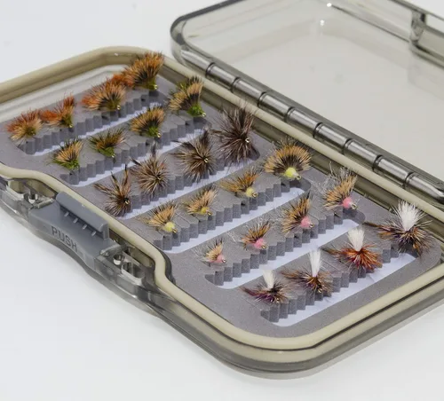 Miniatura 11 de Outdoor Planet Surtido de moscas de pesca con mosca premium, 12/24/48/66 moscas secas/húmedas/ninfa/serpentina, trucha/lubina, panfish/salmón
