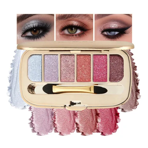 Miniatura 8 de Paleta de sombras de ojos de acabado múltiple, paleta de brillo metálico mate con polvo sedoso y suave, destello fino y duocromático, sombras 2#