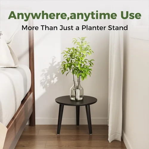 Miniatura 4 de Leaf&lull Soporte negro para plantas pequeñas para plantas grandes, taburete de madera para plantas grandes, soporte alto para plantas para sala