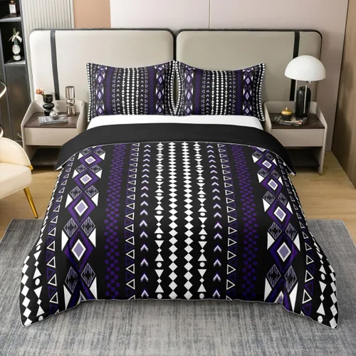 Miniatura 19 de Erosebridal Bohemian 100% Natural Cotton Duvet Cover Twin Country Southwestern Bedding Set Boho Aztec Arrows Diamond Comforter Cover Black Gray