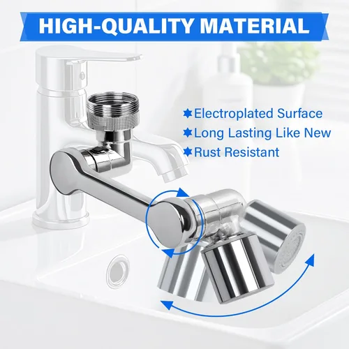 Miniatura 7 de Extensor de grifo giratorio de 360° con adaptador, cabezal rociador multifuncional para fregaderos de baño y cocina (paquete de 2 extensores)