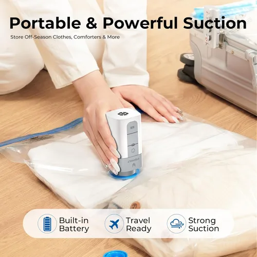 Miniatura 5 de ETENWOLF 10 Pack Large Vacuum Storage Bags with Rechargeable Wireless Pump, Vacuum Seal Bags for Clothes and Travel, Space Saver Compression Bags