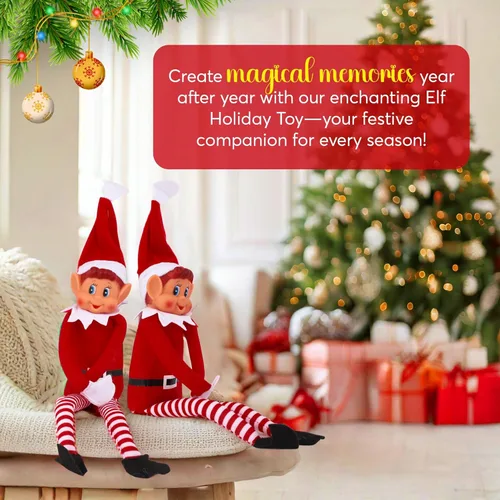 Miniatura 6 de Elfo de Navidad portándose mal de peluche Muñeca de elfo travieso de Navidad para niños de cuerpo flexible y largo 30,5 cm Blanco