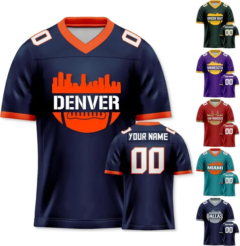 Camiseta de fútbol personalizada,Uniforme de fútbol sólido de silueta de ciudad,Camiseta de moda de regalo para fanáticos del fútbol Añadir