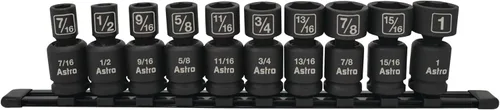 Miniatura 8 de Astro Pneumatic Tool 78344 Dados de Impacto Universal Métricos Nano de 3/8" Drive sin Pasadores (10 Piezas)