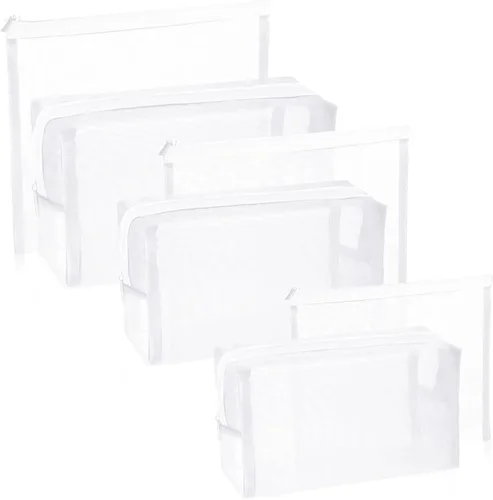 Miniatura 15 de 6 bolsas de maquillaje de malla, bolsa de cosméticos de malla, portátil, organizador de viaje, bolsa con cremallera, bolsas de maquillaje