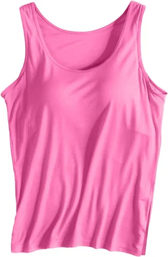 Miniatura 13 de Camiseta sin mangas con brasier integrado para mujer, sin mangas, correa ancha, ropa de dormir básica, para entrenamiento, yoga, camisola acolchada