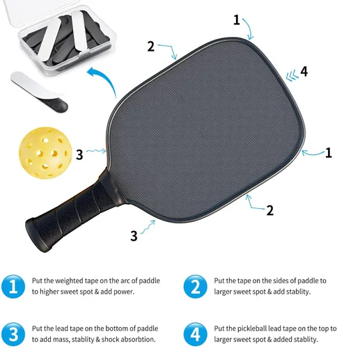 Miniatura 5 de 30 piezas de cinta de plomo, cinta de plomo adhesiva de 3 g para pelotas de pickleball, tenis, palos de golf, ajusta la cinta de plomo para palas