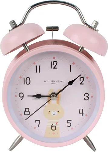 Mily Reloj despertador para niños, estilo vintage, doble campana, reloj despertador, lindo panda de dibujos animados, silencioso, para dormitorio,