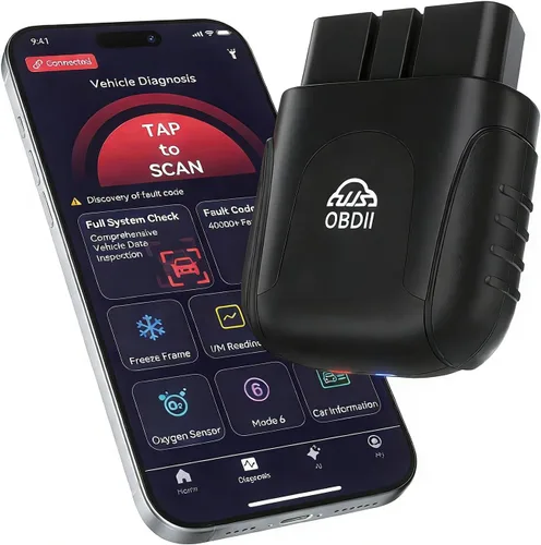 Rocco OBD2 Escáner Bluetooth para iOS Android, herramienta de diagnóstico AI para reparación de automóviles, sin tarifa de suscripción, AutoVIN, más