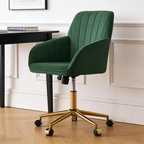 Miniatura 19 de Sillas de escritorio de oficina en casa, cómoda silla de computadora de terciopelo con asiento de respaldo, 300 libras de altura ajustable silla