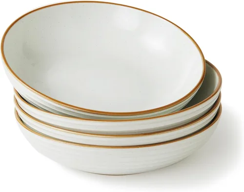 Miniatura 13 de famiware Tempus - Juego de 4 cuencos para pasta de 8.6'', cuencos de 40 oz para cocina, cuencos hondos de gres para servir, aptos para lavavajillas