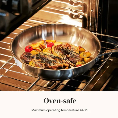 Miniatura 2 de Redchef Sartén grande de acero inoxidable, sartén resistente sin recubrimiento para asar filetes, utensilios de cocina listos para inducción