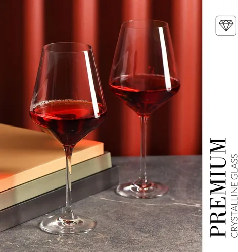 Miniatura 4 de Krosno Copas de vino tinto de 4 piezas de 16.6 onzas, colección vanguardista, perfectas para el hogar, restaurantes y fiestas, aptas