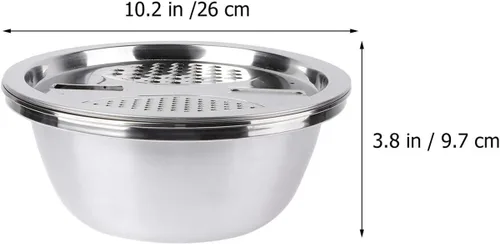 Miniatura 3 de OSALADI Rallador de acero inoxidable 3 en 1, escurridor de verduras, herramienta de cocina multiusos para lavar arroz y cortar verduras, 10.23 x