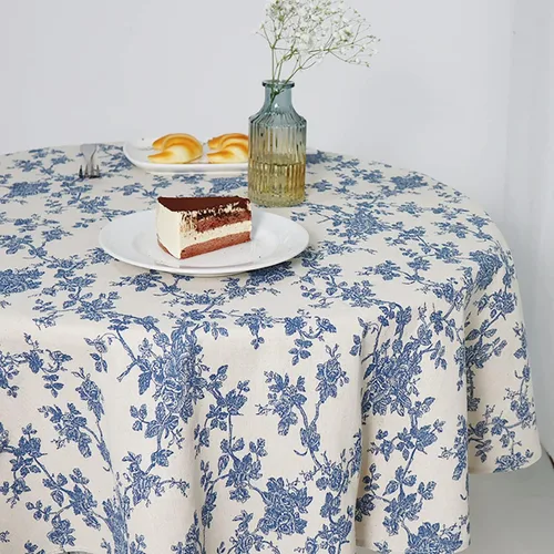 Miniatura 8 de Wracra Mantel redondo de macramé impermeable, estilo lino de granja, resistente a las arrugas, lavable, para interiores y exteriores