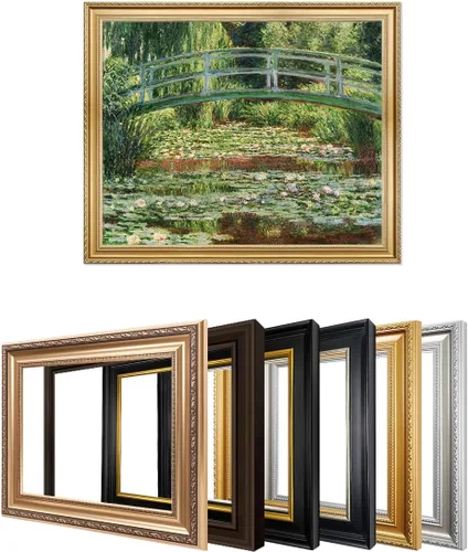 Miniatura 63 de IPIC - Reproducción artística de los lirios de agua de Claude Monet 1906, impresiones giclée coinciden con el marco dorado clásico, arte de pared