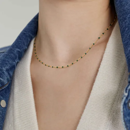 Miniatura 2 de MEVECCO Gargantilla de cadena chapada en oro de 14 K, largo collar de cadena delicado y bonito chapado en oro, delicada gargantilla a la moda