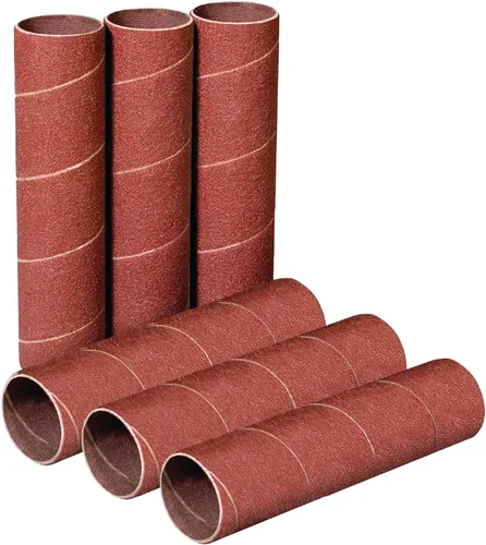 Miniatura 13 de Powertec 11210 - Mangas de lija de 4.5 pulgadas para lijadora de husillo, grano 120, papel de lija de óxido de aluminio de diámetro 1/2 pulgada