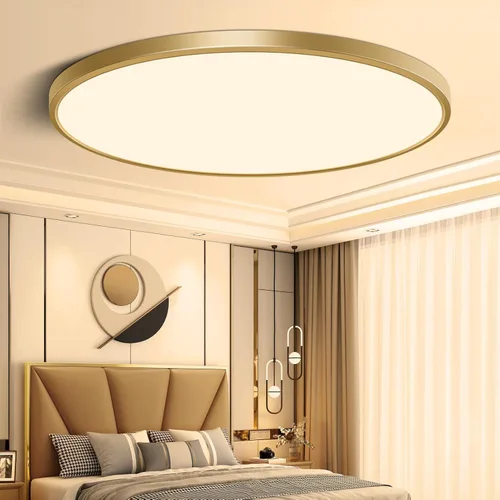 Miniatura 12 de Lámpara de techo LED dorada de 9 pulgadas, 18 W, 1800 lúmenes, 3000 K, luz blanca cálida, lámpara de techo LED redonda de perfil bajo