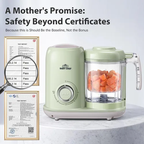 Miniatura 6 de AMZBABYCHEF Fabricante de Alimentos para Bebés, Procesador de Alimentos para Bebés y Vaporizador 4 en 1, Mezclador de Puré, Fabricante de Puré