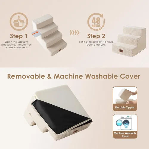 Miniatura 6 de EHEYCIGA Escaleras para perros pequeños de 13.5 pulgadas de alto, escalones para perros de 3 escalones para sofá y silla, escalones para mascotas