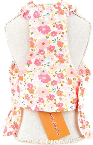 Miniatura 7 de SMALLLEE_LUCKY_STORE Vestido floral de arnés para perro, lindo vestido de verano con correa para mascotas para perros pequeños, gatos y niñas