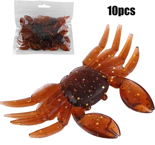 Miniatura 6 de OUKENS Señuelos de pesca, 10 piezas de plástico artificial 3D simulación cangrejo cebo suave para agua dulce y salada