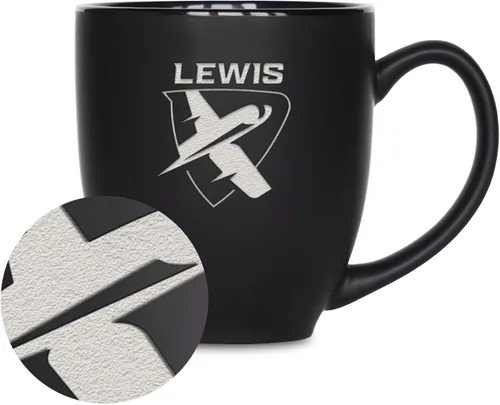 Miniatura 217 de Rico Industries - Taza de cerámica mate negra con grabado láser estándar de 15oz para NCAA (escuelas T & U) - Para bebidas calientes o frías