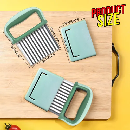 Miniatura 2 de Cortador de arrugas, cortador ondulado de acero inoxidable 2 piezas, cuchillo ondulado, herramienta de corte para verduras, papas fritas