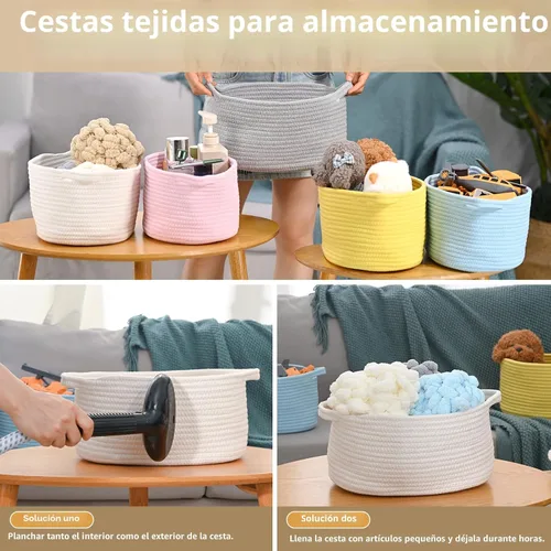 Miniatura 7 de Happyiren Linda Cesta Tejida para Regalo – Cesta de Regalo Vacía Beige para Guardería, Regalos de Fiesta de Bebé, Cumpleaños, Boda, Cestas Boo