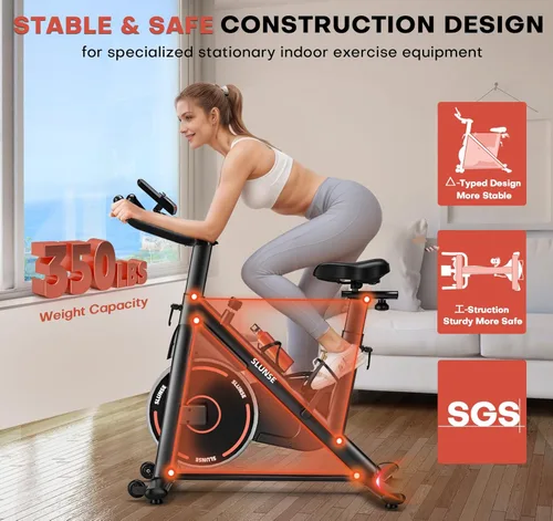 Miniatura 3 de Exercise Bike, Magnetic Resistance Stationary Bikes for Home with App Compatible, Silent Indoor Cycling Bike with 350lbs Weight Capacity Comfortable