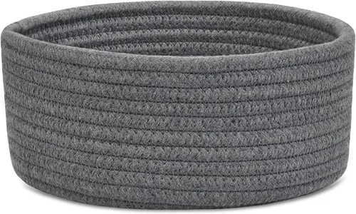 Miniatura 10 de ABenkle Cesta Tejida Pequeña, Cestas de Almacenamiento Pequeñas Vacías y Poco Profundas, Mini Cestas de Cuerda de Algodón, Cesta Decorativa Redonda