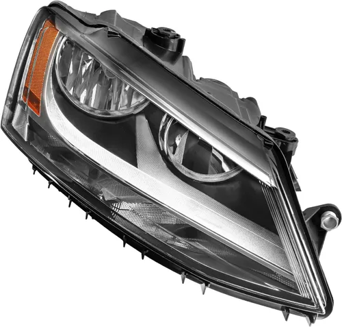 Miniatura 4 de Conjunto de faro delantero, carcasa cromada, reflector ámbar compatible con Jetta 2011-2018, paquete de 1 (lado derecho del pasajero)