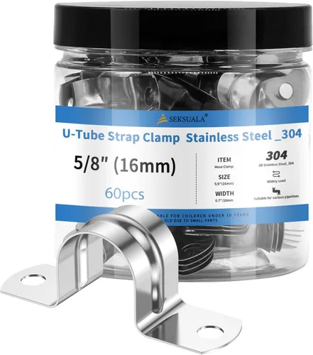 Miniatura 18 de 24 Piezas Abrazaderas de Conducto de Acero Inoxidable 304 de 1 1/4 Pulgadas (32mm), Abrazadera de Correa de Tubo en U de 2 Agujeros Soporte en U