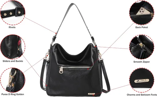 Miniatura 4 de Montana West Hobo Handbag for Women Large Purses and Handbags with Studs and Crossbody Strap