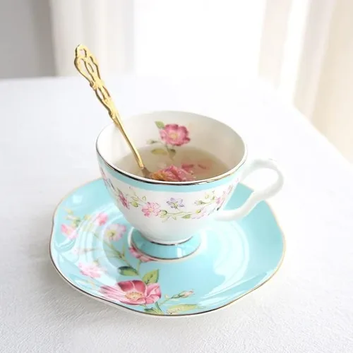 Miniatura 4 de Tazas de café Juego de platillos de taza de té de la flor de la taza del té de la porcelana de la crema del cuenco del azúcar taza del café
