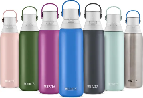 Miniatura 8 de Botella de agua con filtro de acero inoxidable Brita Premium, sin BPA, reutilizable, aislada, reemplaza 300 botellas de agua de plástico, el filtro