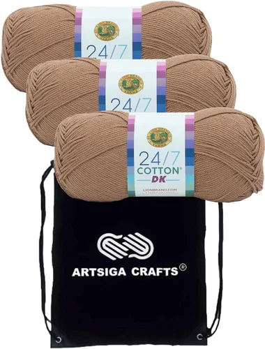 Miniatura 11 de Lion Brand - Hilo de algodón DK Cameo 769-101 (3 madejas, el mismo lote de tinte) DK Light Worsted #3 - Hilo de algodón para ganchillo y tejer