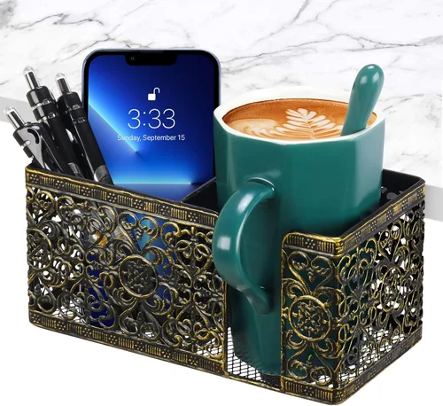 Miniatura 8 de Organizador de Escritorio con Clip para Escritorio Portavasos Portalápices para Almacenamiento de Escritorio Bebidas Soporte para Teléfono