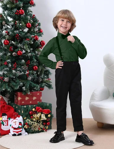 Miniatura 47 de A&J DESIGN Conjunto de ropa formal para niños pequeños con tirantes y tirantes