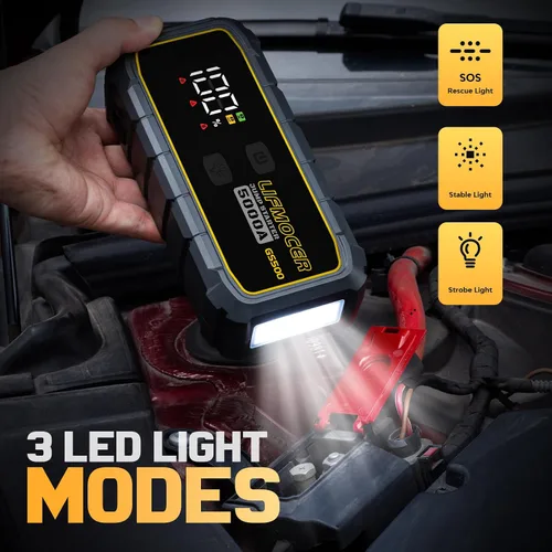 Miniatura 8 de LIFMOCER GS500 Arrancador de Automóvil - Arrancador de Batería de Automóvil de 5000A para Todos los Motores de Gasolina y Motores Diesel de hasta