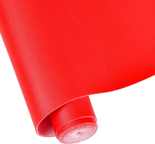 Miniatura 5 de Hojas de cuero sintético para manualidades, un rollo de superficie lisa, hojas de tela de cuero de 12 x 53 pulgadas (11.8 in x 53.1 in) pulgadas