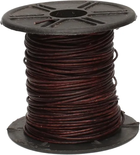 Miniatura 128 de The Beadsmith Cordón de cuero – Negro – Bobina de 0.039 in – 5 yardas/14.8 ft – Tanga de cuero indio ideal para trenzar, cuentas, collares, cordones